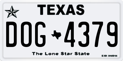 TX license plate DOG4379