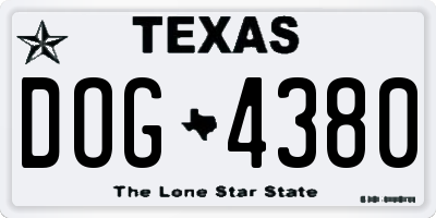 TX license plate DOG4380
