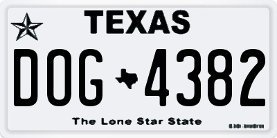 TX license plate DOG4382