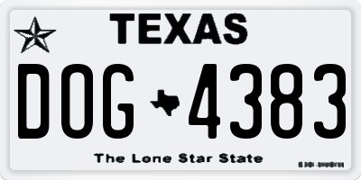 TX license plate DOG4383