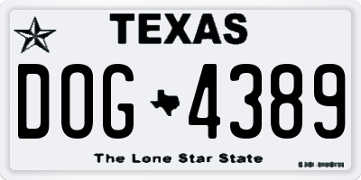 TX license plate DOG4389