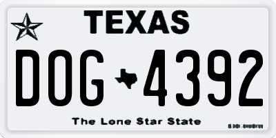 TX license plate DOG4392