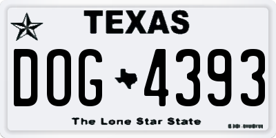 TX license plate DOG4393