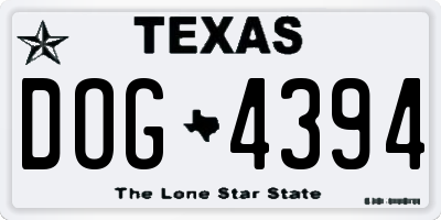 TX license plate DOG4394