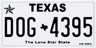 TX license plate DOG4395