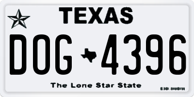 TX license plate DOG4396