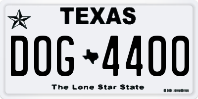 TX license plate DOG4400