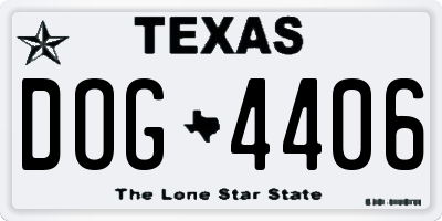 TX license plate DOG4406