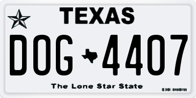TX license plate DOG4407