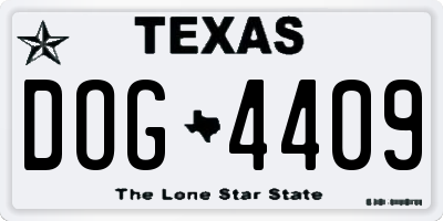 TX license plate DOG4409