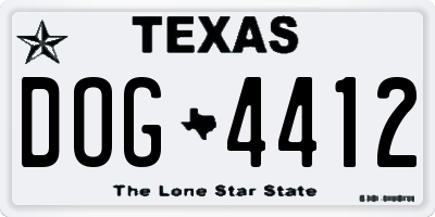 TX license plate DOG4412