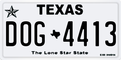 TX license plate DOG4413