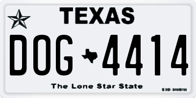 TX license plate DOG4414
