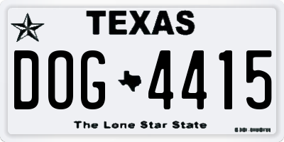 TX license plate DOG4415