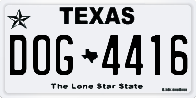 TX license plate DOG4416