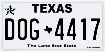 TX license plate DOG4417