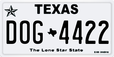 TX license plate DOG4422