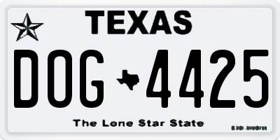 TX license plate DOG4425