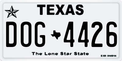 TX license plate DOG4426