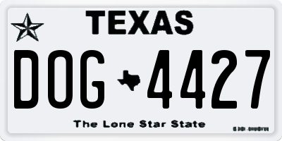 TX license plate DOG4427