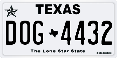 TX license plate DOG4432