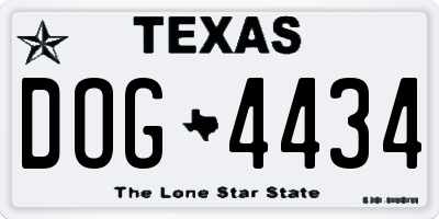 TX license plate DOG4434