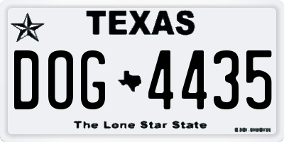 TX license plate DOG4435