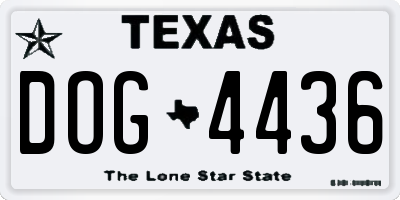 TX license plate DOG4436
