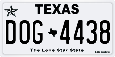 TX license plate DOG4438