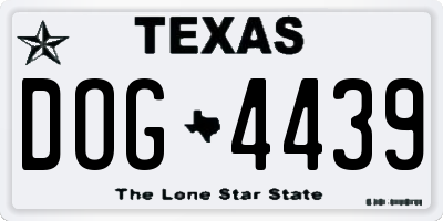TX license plate DOG4439