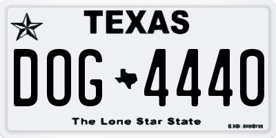 TX license plate DOG4440