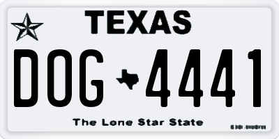 TX license plate DOG4441