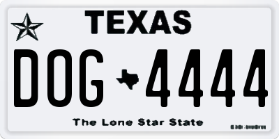 TX license plate DOG4444