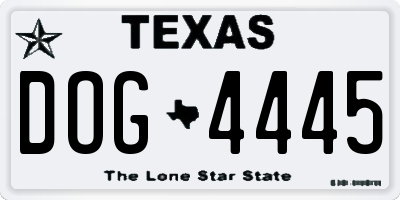 TX license plate DOG4445
