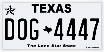 TX license plate DOG4447