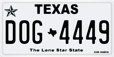 TX license plate DOG4449