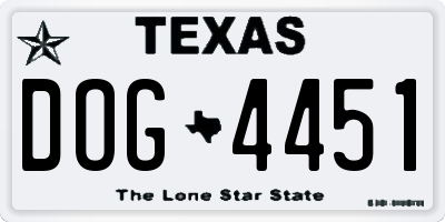 TX license plate DOG4451