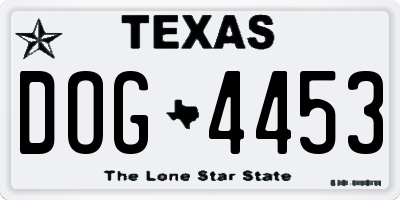 TX license plate DOG4453