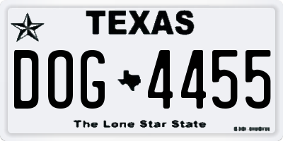 TX license plate DOG4455