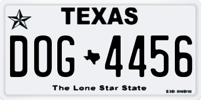 TX license plate DOG4456