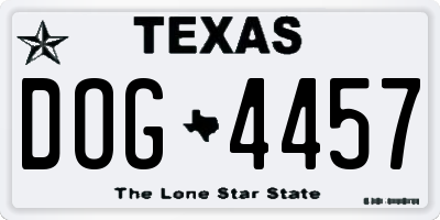 TX license plate DOG4457