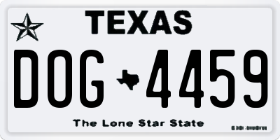TX license plate DOG4459