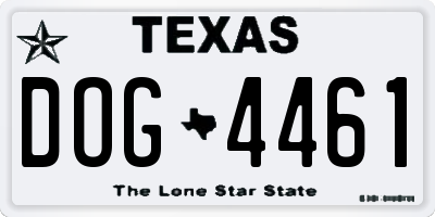 TX license plate DOG4461
