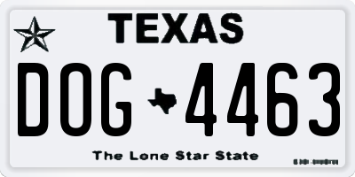 TX license plate DOG4463