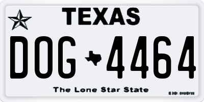 TX license plate DOG4464