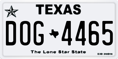 TX license plate DOG4465