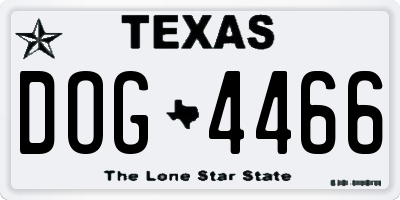 TX license plate DOG4466