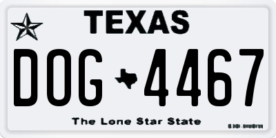 TX license plate DOG4467