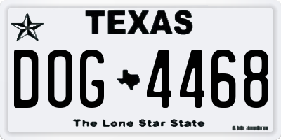 TX license plate DOG4468