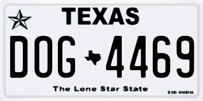 TX license plate DOG4469